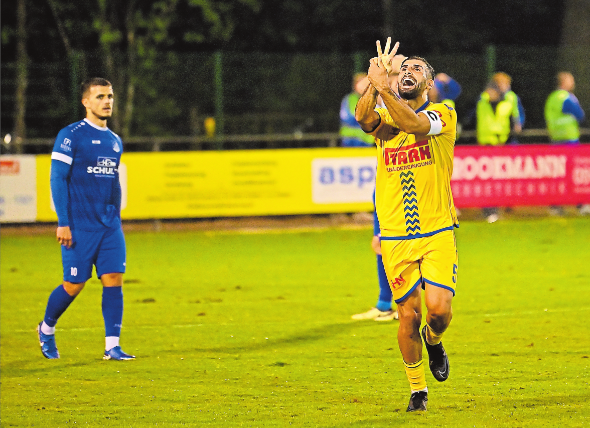 „Ja, dreimal!“ – Ibrahim Termin erzielte beim 6:0-Pokalsieg am Biener Busch gleich drei Tore. Foto: NOZ