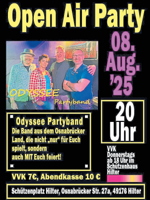 Mit der Open-Air-Party am Freitag startet das diesjährige Schützenfest in Hilterund ...