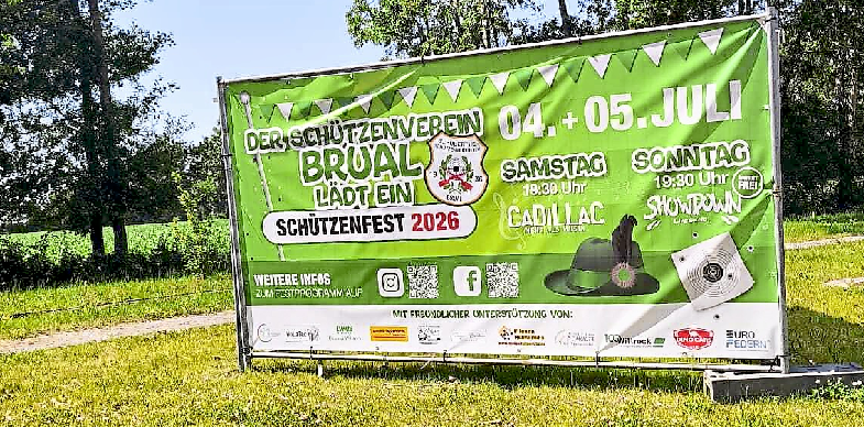 Vorfreude pur: Das Plakat zum Schützenfest Brual 2026 verspricht drei Tage voller Highlights, Tradition und bester Stimmung. Eintritt frei an beiden Festbällen. Foto: Blankmann