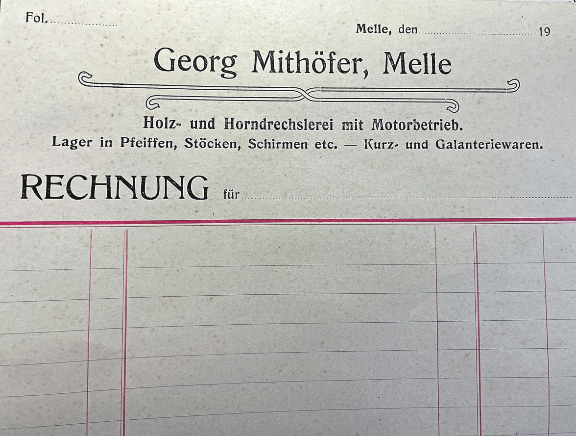 Dieser Rechnungsblock erzählt aus der Firmengeschichte.