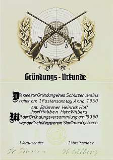 Gründungsurkunde aus dem Jahr 1950Fotos: Schützenverein Stadtmark.