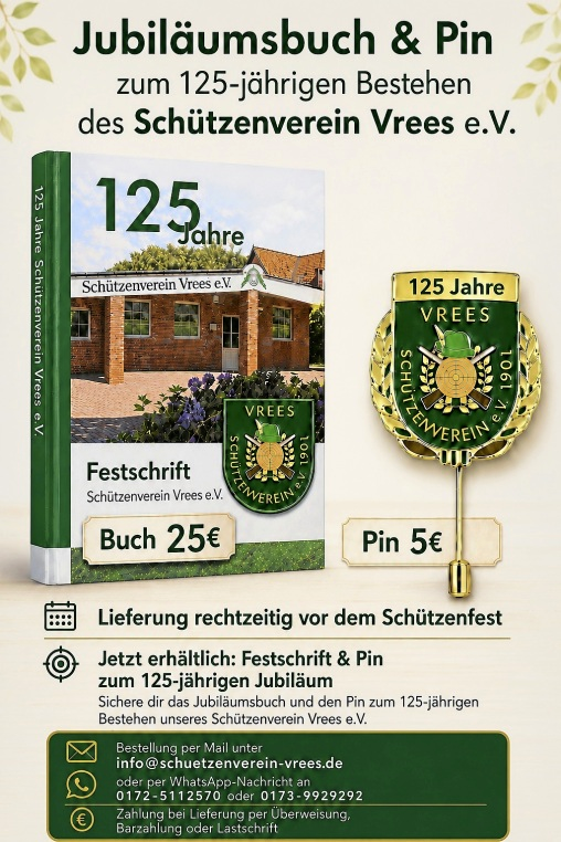 Zum 125-jährigen Jubiläum gibt es einen Pin und eine Festschrift. Foto: Schützenverein