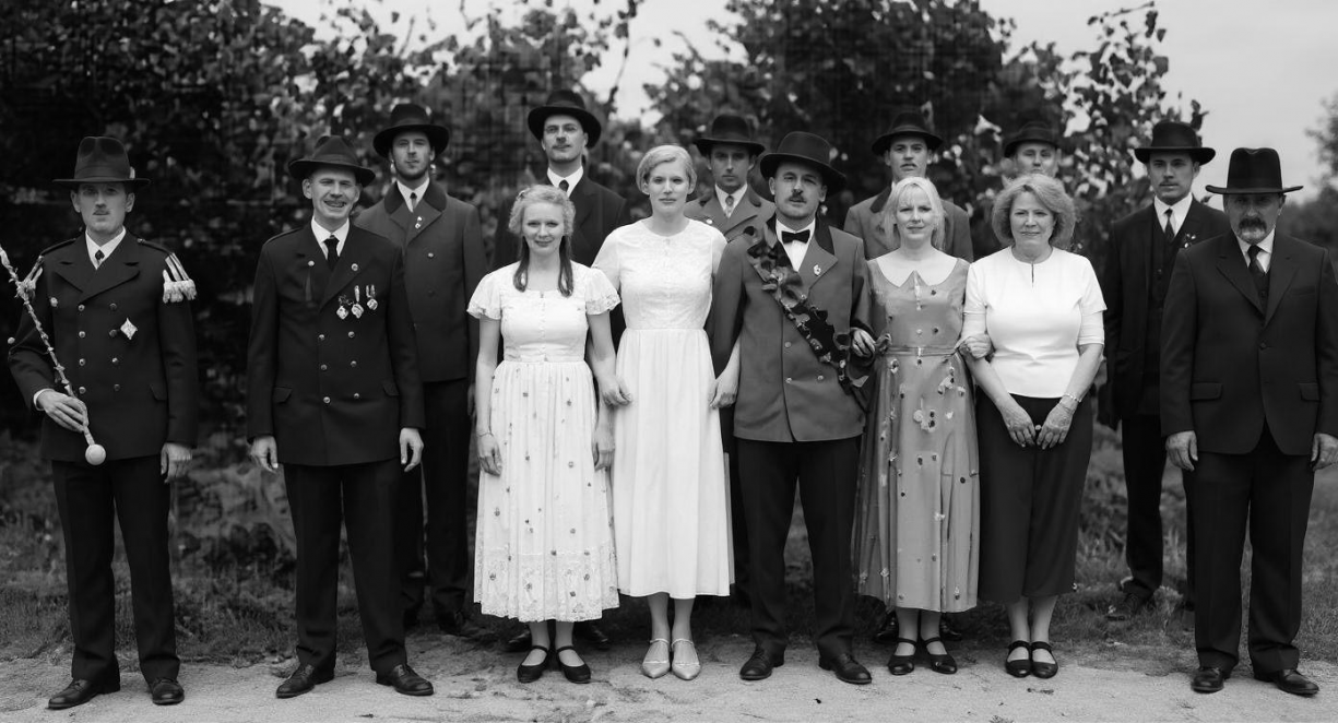 Blick zurück: Das war das Königshaus 1936 der Blomberger Schützen.    Bild: Original, KI-generiert
