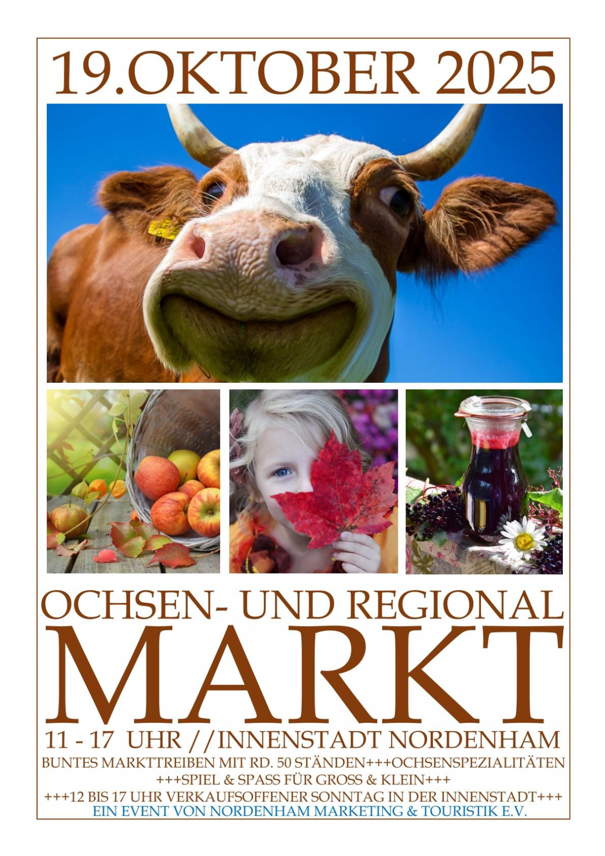 Das Plakat zum diesjährigen Ochsen- und Regionalmarkt in Nordenham am 19. Oktober 2025. Bild: Nordenham Marketing & Touristik e.V.