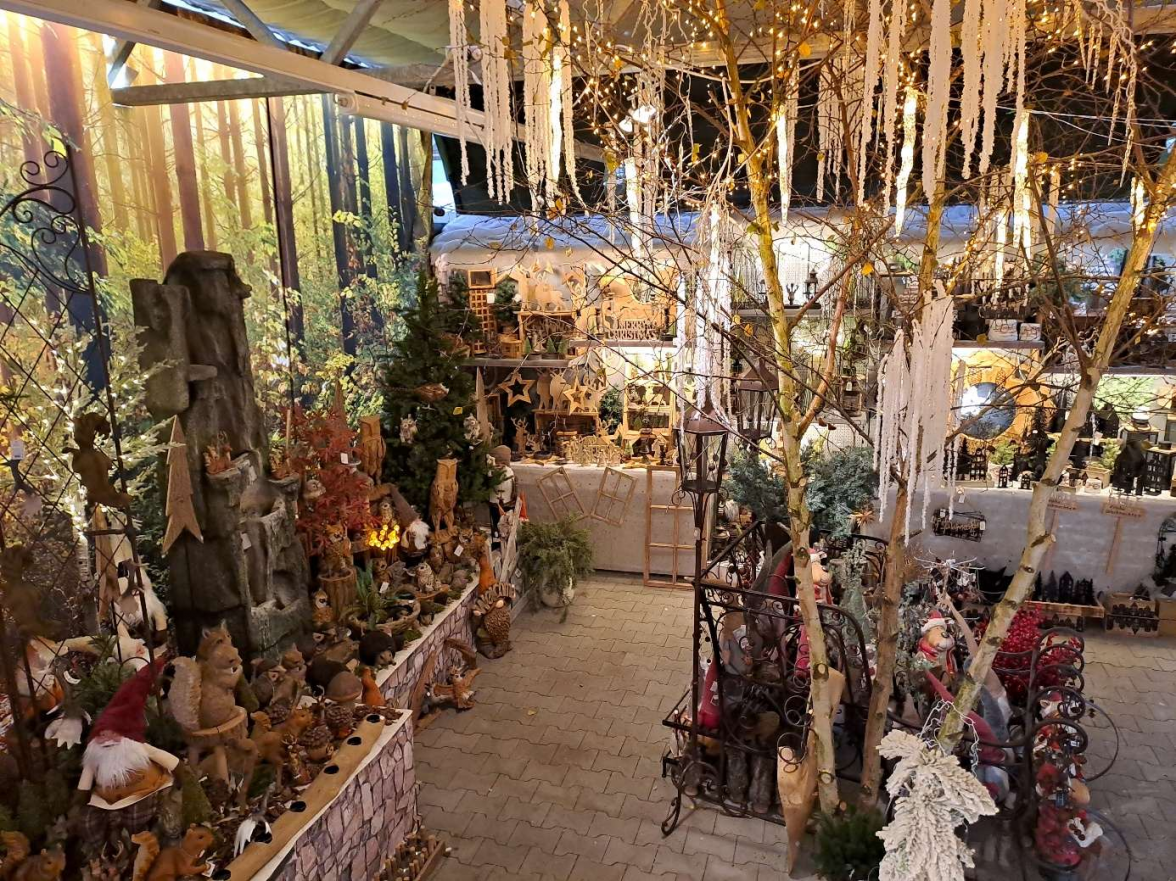 Bei flora & fauna gibt es eine beleuchtete, verschneite Birke vor einem Schlitten und vieles mehr zu entdecken. Bild: Privat