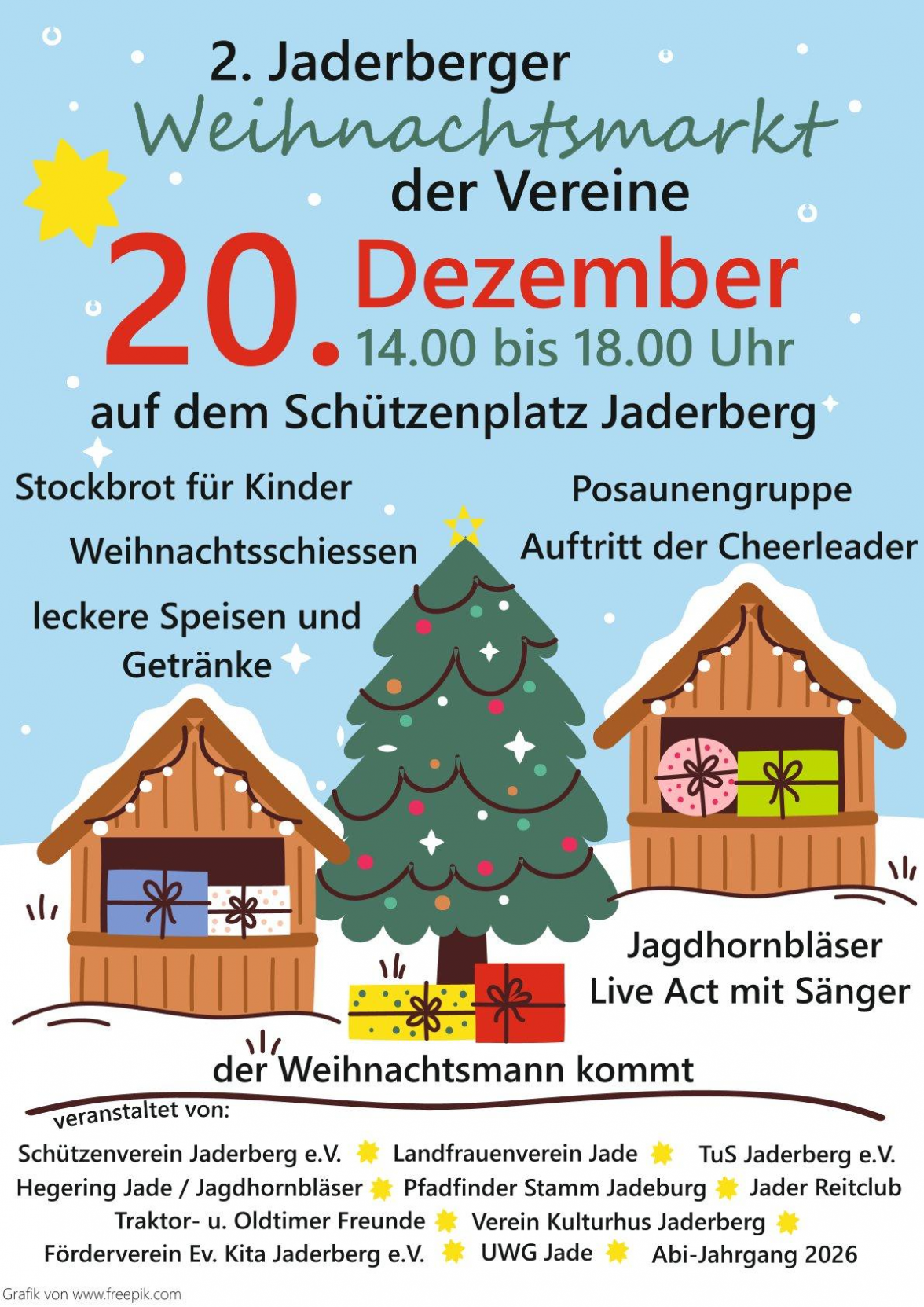 Das Plakat zum diesjährigen 2. Jaderberger Weihnachtsmarkt der Vereine. Bild: Schützenverein Jaderberg