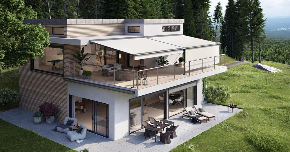 Pergola mit Schattenplus optimal als senkrechter Sonnenschutz möglich. Bild: markilux