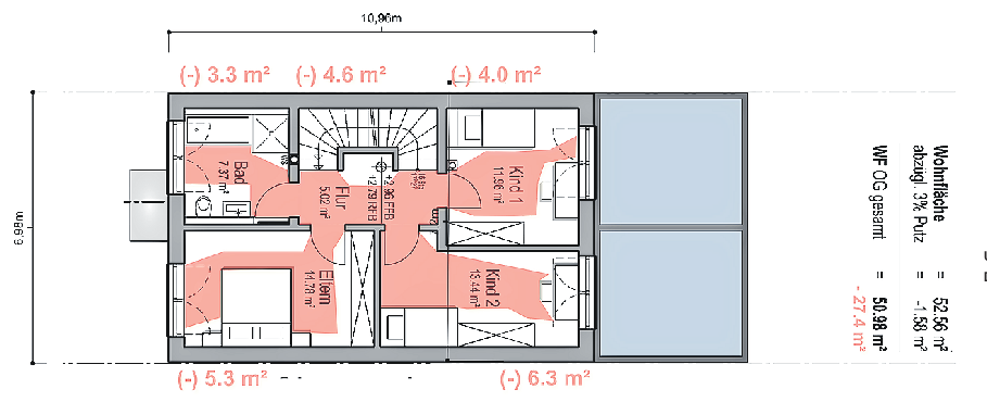 Die Verkehrsflächen im Grundriss zu markieren, verschafft Übersicht über die Optimierungspotenziale …