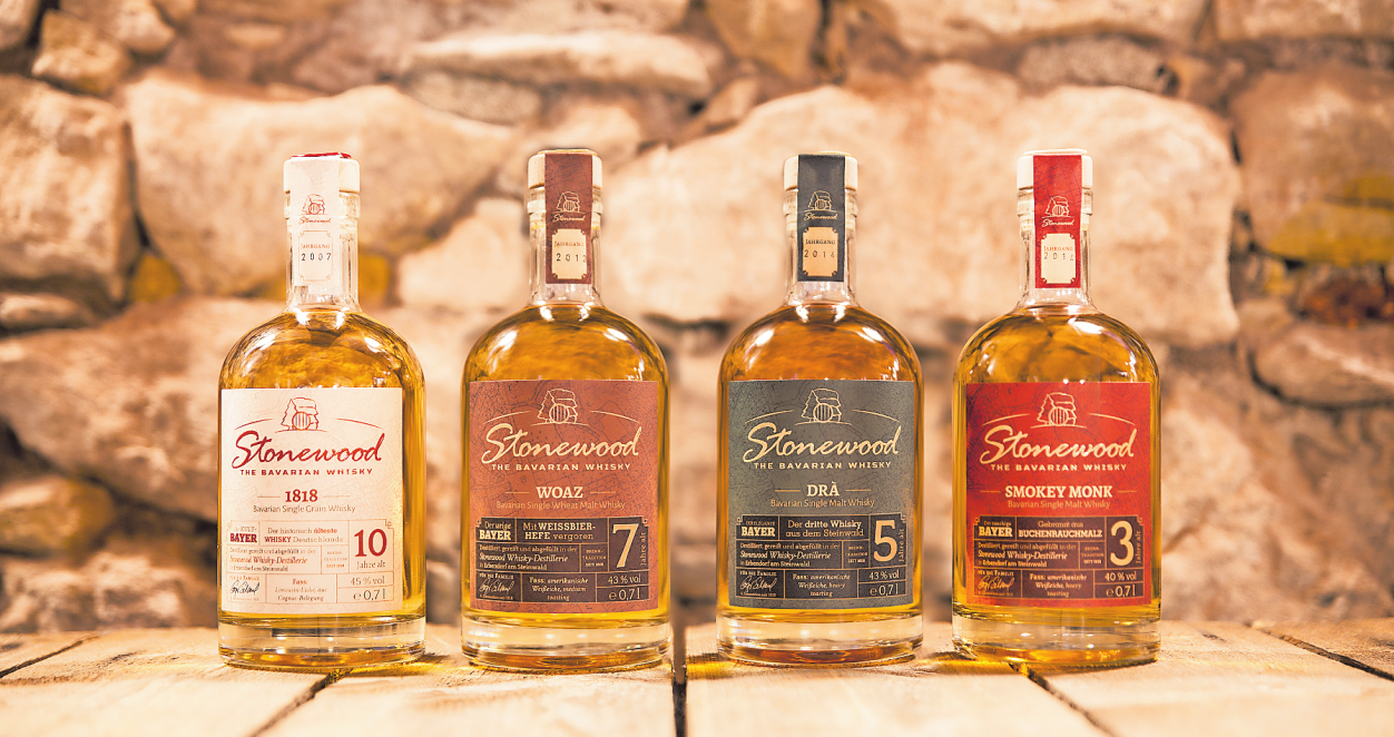 Vier Sorten Stonewood Whisky aus der Oberpfalz