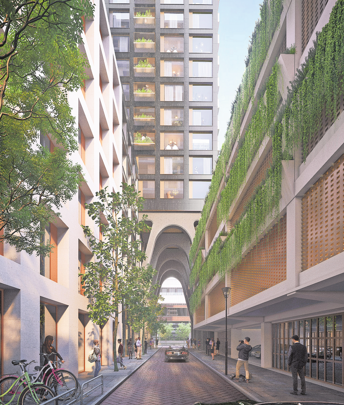 AUCH MIT DEM BLICK VON UNTEN NACH OBEN IST DER NEUBAU ARCHITEKTONISCH INTERESSANT. FOTO: ATCHAIN