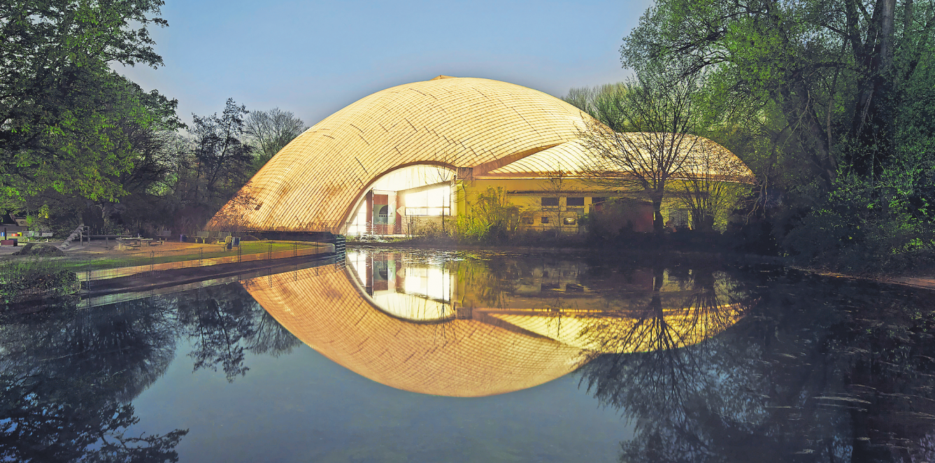 Frei Paul Otto ersann das Tragwerk für die „Multihalle“ in Mannheim, die unter Denkmalschutz steht. Foto: Stadt Mannheim/Daniel Lukac