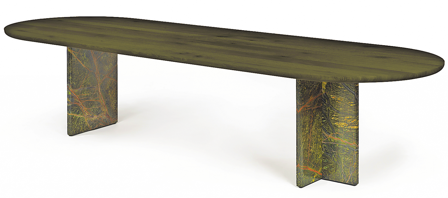 EIN TISCH AUS DER NEUEN T-ROX-SERIE VON JANUA IN KOOPERATION MIT SCHOTTEN & HANSEN. FOTO: JANUA