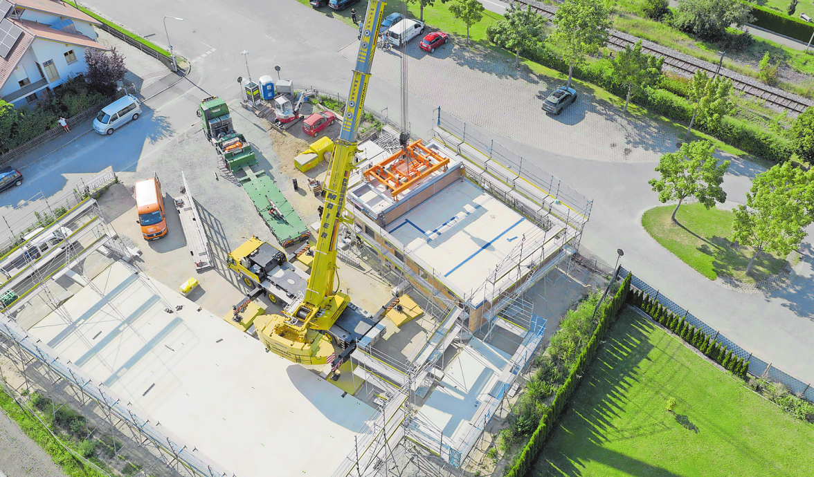 BLICK VON OBEN AUF DAS BAUPROJEKT IN LABER WEINTING. FOTO: LEIPFINGER-BADER