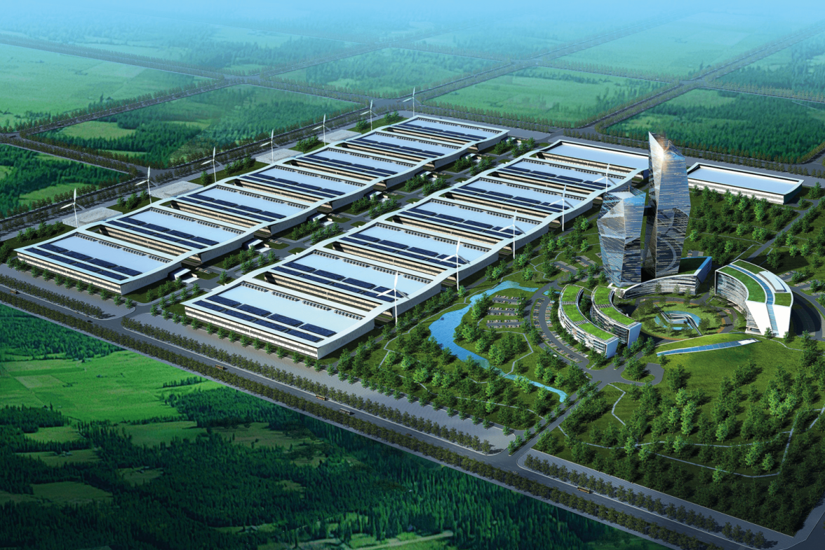 IN DER STUDIE EINES RECHENZENTRUMS DER ZUKUNFT WIRD DER TURM ZUR GRENZE UND DIE LANDSCHAFT ZUR ENERGIEQUELLE.   VISUALISIERUNG: WORLDSTOPDATACENTERS.COM