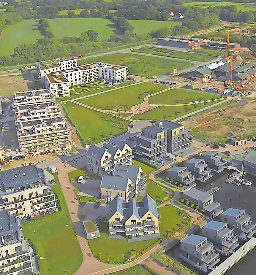 DAS QUARTIER SCHLIE LEVEN IN SCHLESWIG ZÄHLT ZU DEN 220 IM BAU BEFINDLICHEN GROSSEN STADTENTWICKLUNGEN MIT 32 HEKTAR FÜR ETWA 2400 BEWOHNER. FOTO: MBU-NET