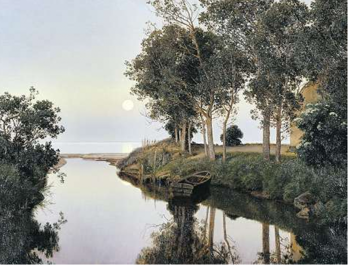Janus la Cour, Sommerabend mit Flussm&uuml;ndung am Meer, 1892, Aarhus Kommune. Foto: Ole Hein Pedersen