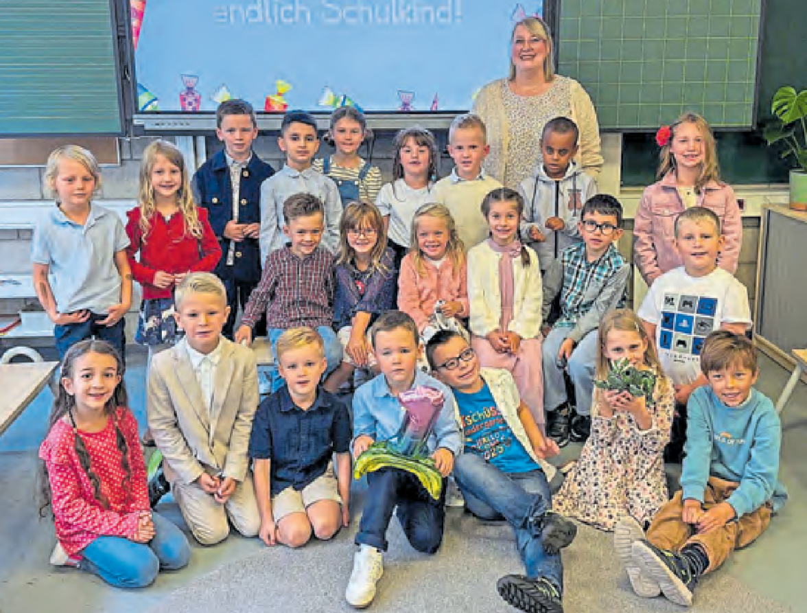 Chamäleonklasse 1b, Klassenlehrerin Fr. Saskia Gagelmann Foto: Grundschule Kisdorf/hfr