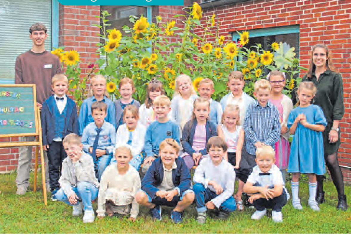 Die Klasse 1a mit Lehrerin Clara Cosler und FSJ-Kraft Jesse Jahn. Foto: Grundschule Alte Alster/hfr