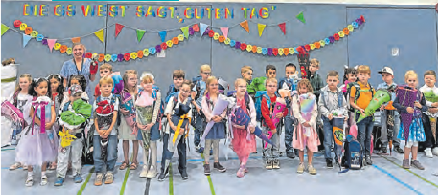 Die Klasse 1a, die Mäuseklasse, der Grundschule West mit Klassenlehrerin Cornelia Pundt Foto: Grundschule West/hfr 