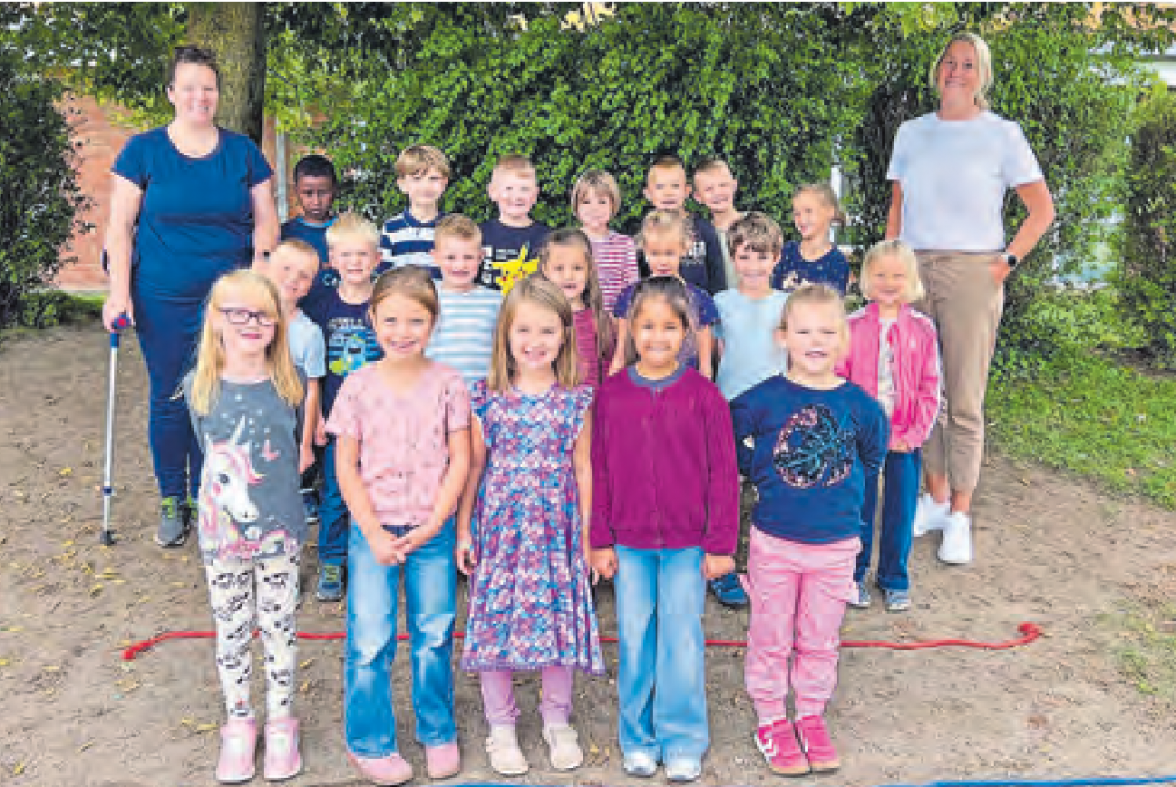 Die Klasse 1c mit Lehrerin Tina Kindermann. Foto: Grundschule Seth/hfr