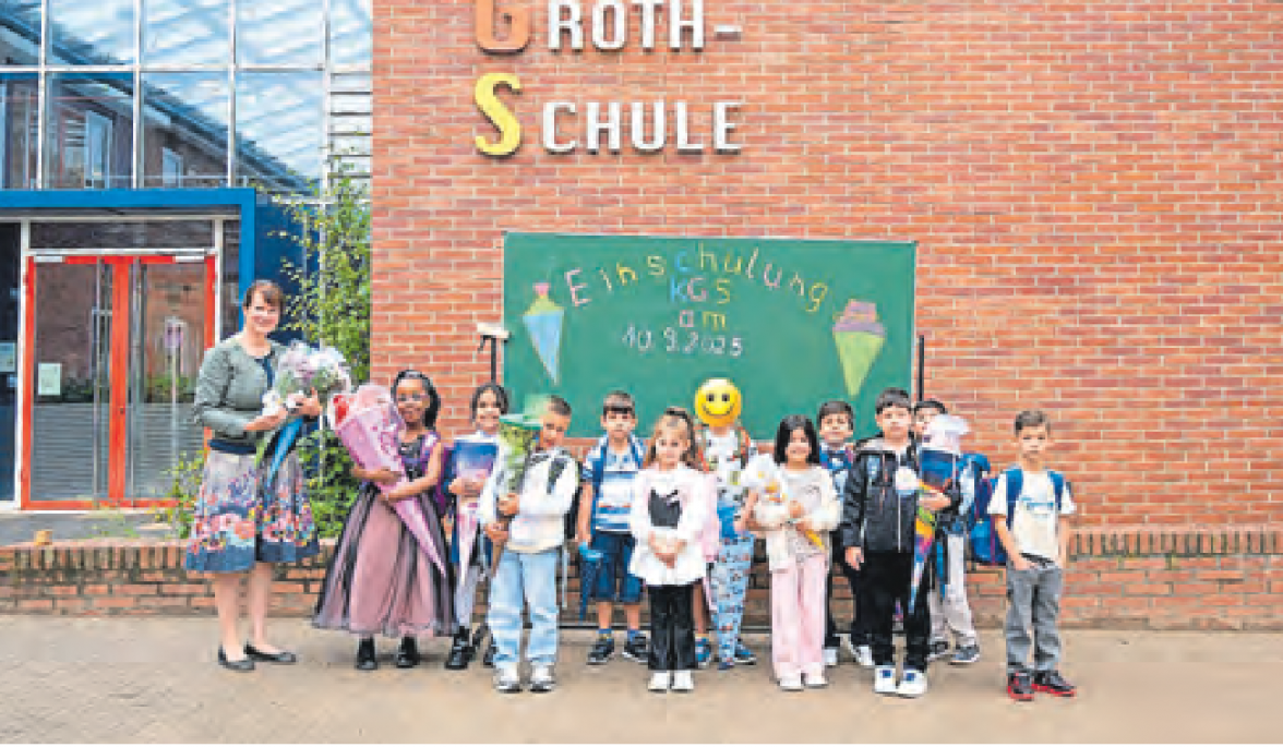 Auf Die DaZ-Klasse, die Arche-Klasse, mit Franziska Flügler und Christina Albrecht (nicht auf dem Bild). Foto: Klaus-Groth-Schule/hfr 