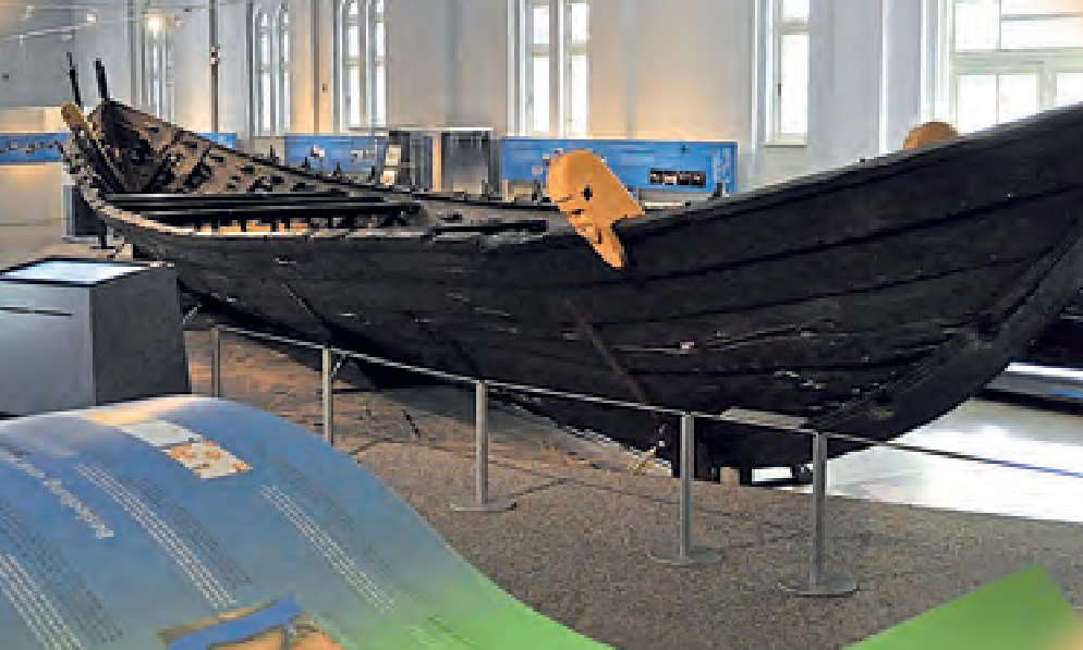 Eines der bekanntesten archäologischen Objekte des Nordens: das Nydamboot - ein Ruderboot um 340 n.Chr.