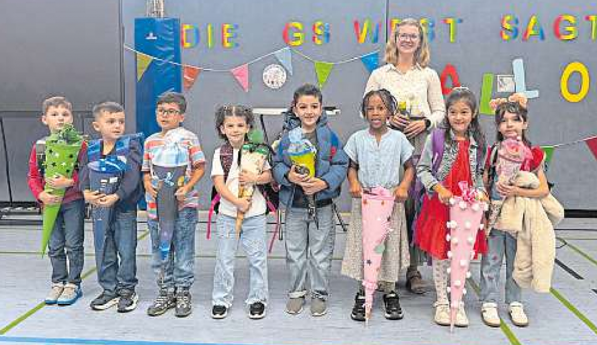 Die Klasse 1c mit ihrer Klassenlehrerin Antonia Grimm. Fotos (3): Grundschule West/hfr
