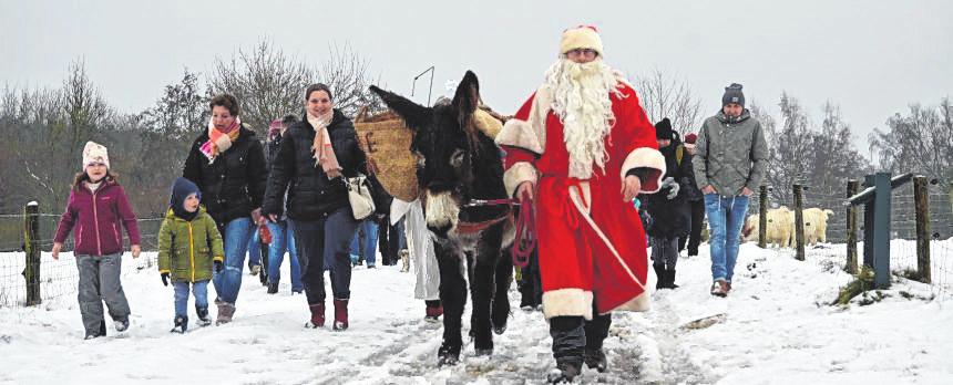 Mit dem Weihnachtsmann durch den Wildpark. Foto: B. König