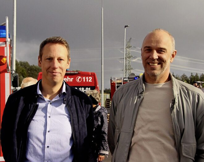 Die Architekten Lars Ingwersen und Frank Rudolph entwickelten gemeinsam mit vielen Akteuren das neue FFW-Gebäude.
