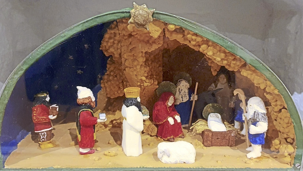 Die Heiligen Drei Könige besuchen die Heilige Familie.
