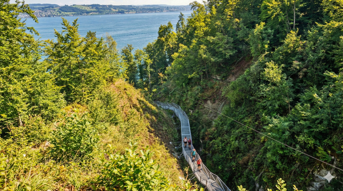 In der spektakulären Marienschlucht wurde ein neuer Panoramasteg eröffnet. Foto: djd/Marketing und Tourismus Konstanz/TKM Bodman-Ludwigshafen
