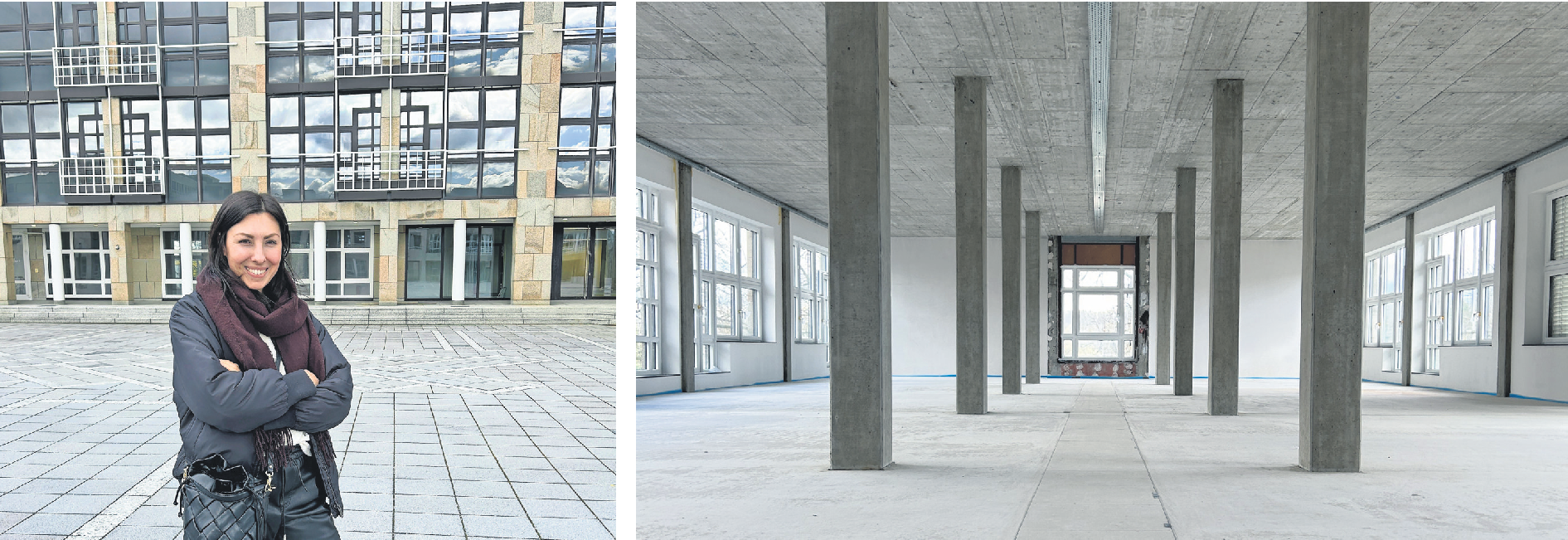 Caroline Aechtler, Geschäftsführerin der Agentur Gamechangerz, freut sich auf das Scale-up-Center, für das es bereits mehrere interessierte Unternehmen gibt. Baulich bleibt bis zur Einweihung noch einiges zu tun. Fotos: Corinna Pehar