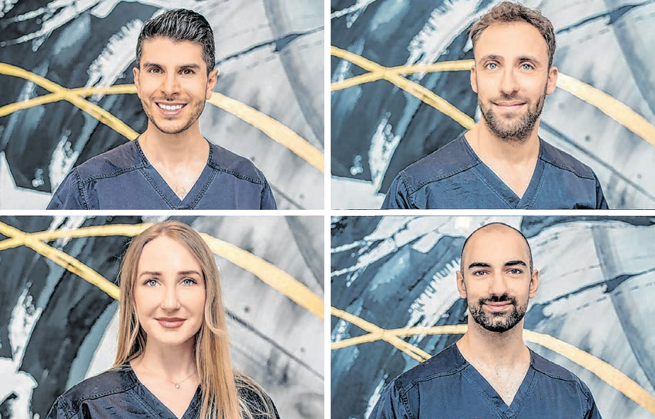 Das Ärzteteam von Caelistic im Uhrzeigersinn: Dr. Josef Bergmann, Giulio Mandola, Nadezhda Kozolova und Daniel Zarafat.