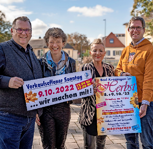 Peter Lob, erster Vorsitzender des Gewerbeverbandes Bad Krozingen, freut sich gemeinsam mit seinen Vorstandskollegen Miriam Rampf, Susanne Sedelmeier und Stefan Lütten (von links) auf,,Bad Krozingen im Herbst