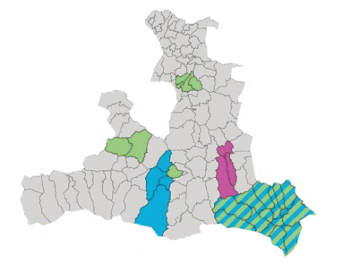 Grün: bestehendes Gebiet -„Tennengau Shuttle“, *** „Loigom-Soifen Shuttle“, „Goldegg-Shuttle“ und „Nightline Lungau“ <br/>Blau: Neu mit ** Fahrplanwechsel (14.12.) – „Pinzgau-Ost Shuttle“ und „Lungau Shuttle“******* <br/>Lila: Neu ab 2.2.2026 „EFA Shuttle“