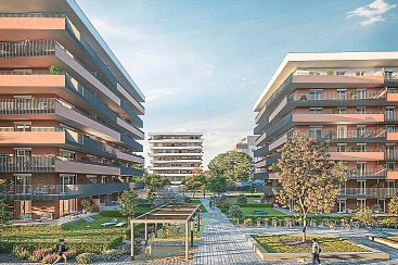 Im dritten Bauabschnitt entstehen rund 168 Eigentumswohnungen mit großzügigen Fensterfronten, Balkonen, Terrassen und Eigengärten. Foto: Riedergarten Immobilien