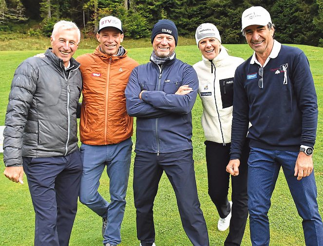 Beim Charity-Golfturnier in Seefeld: Leo Stock, Benni Raich, Stephan Eberharter, Niki Hosp und Andre Arnold (v.l.).