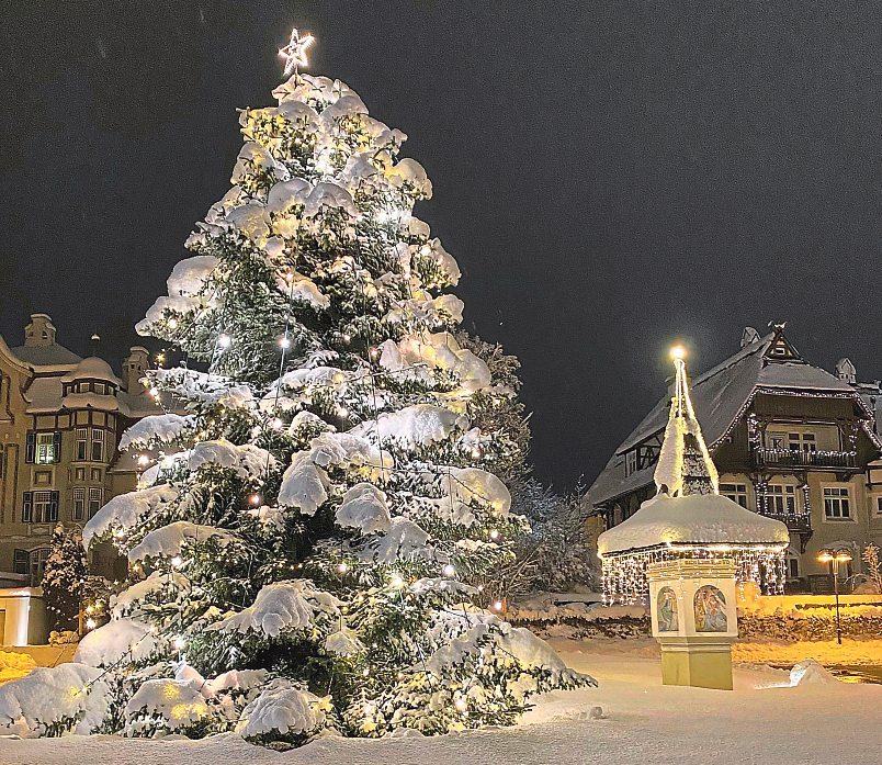 Auch Gemeinden schmücken die Bäume zur Weihnachtszeit.