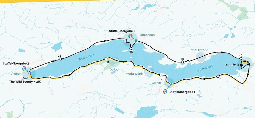 Für die Staffelbewerbe werden drei Übergabestellen in Reifnitz, Velden und Pörtschach eingerichtet. Foto: Wörthersee Marathon