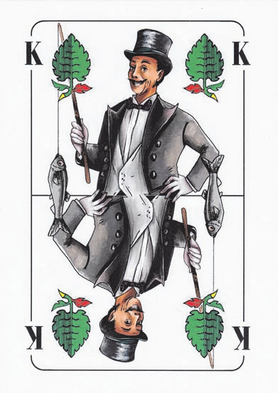 Der Spremberger Spaẞvogel „Harry Piel“ ist bekannt für seine Streiche, weshalb der Salzhering mit auf die Karte des Blatt-Königs musste.