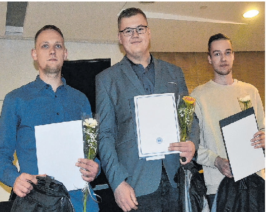 Die drei Besten: Willy Wawrzinek (v. I.), Mika Siewert, Adrian Vincent Rank.