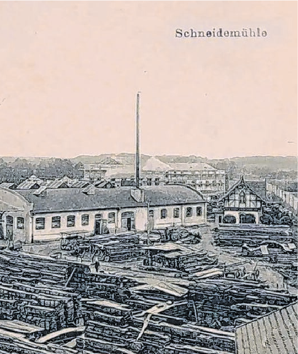 Nachdem die gut 650 Jahre alte Schneidmühle 1906 niedergebrannt war, entstand an der Schönfließer Straße ein Sägewerk.