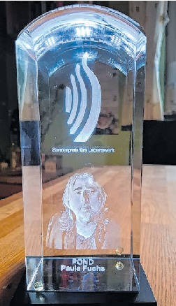 Der Schallwelle-Award für Paule Pond Fuchs FOTO: PRIVAT/POND
