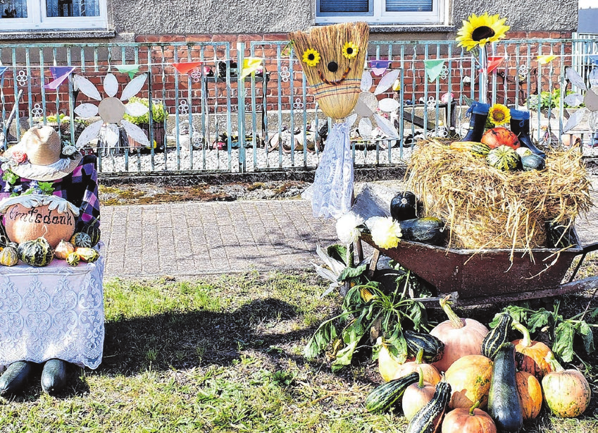 Ganz liebevoll gestaltet werden sicher auch in diesem Jahr (Foto stammt aus 2024) wieder viele Vorgärten sein. Der zweite September-Sonnabend ist seit vielen Jahren traditioneller Termin für das Erntedankfest in Heinersdorf – das frühere Dorf ist seit 51 Jahren Ortsteil der Stadt Schwedt.