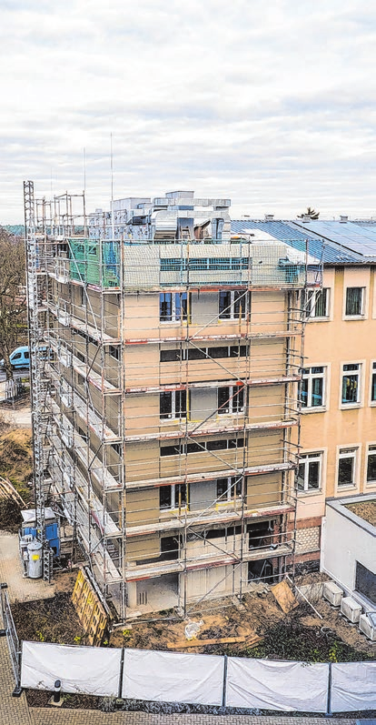 Soll im zweiten Quartal 2026 fertiggestellt werden: Anbau am Krankenhaus Strausberg. Foto: Tilo Dewitz