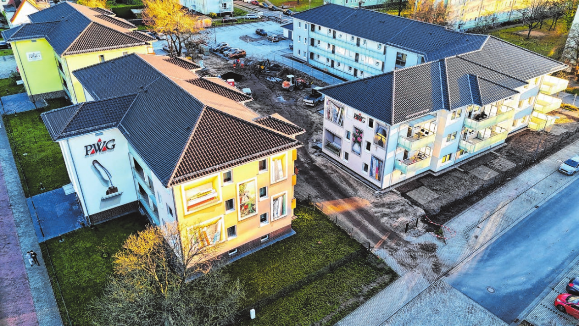 Das „Dichtereck“ über die Erich-Weinert-Straße per Drohne fotografiert Bildquelle: PaLiBuH Ingenieurgesellschaft mbH