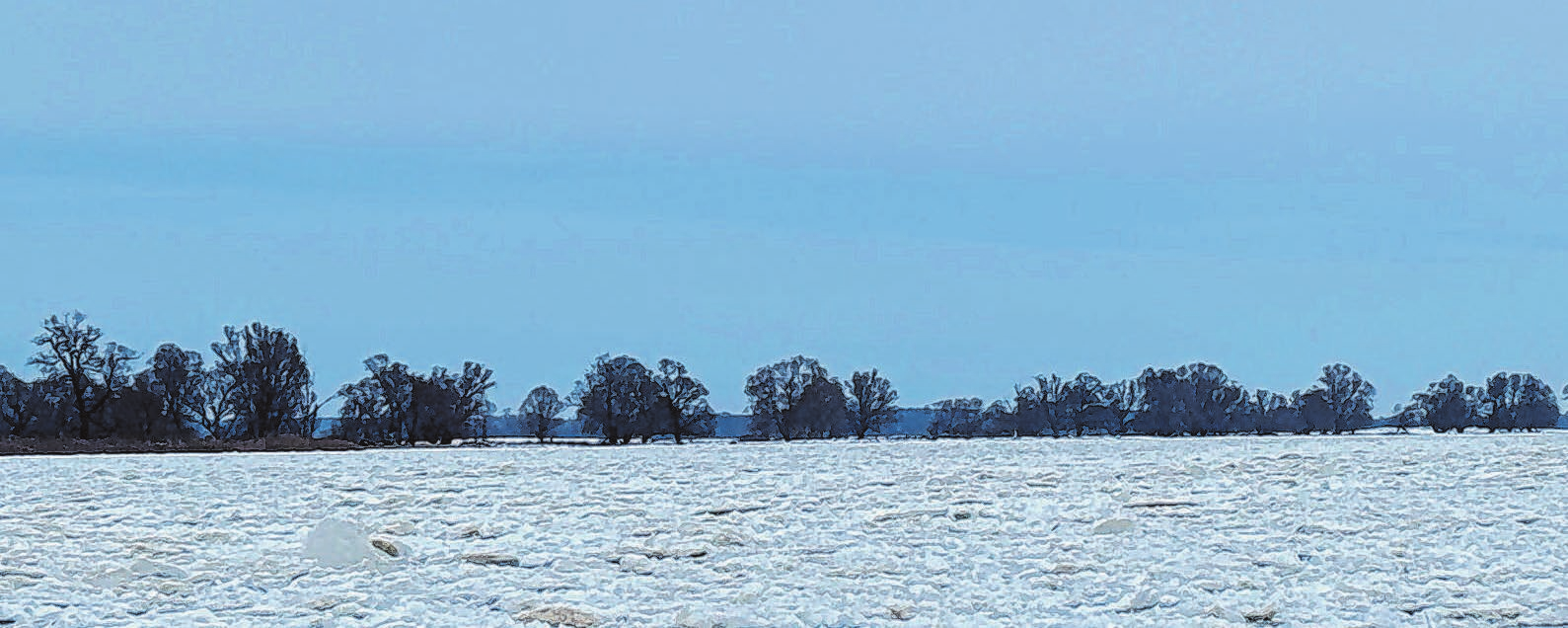 Eis, so weit das Auge reicht. Die Eisstandsgrenze verschieb sich immer weiter Richtung Süden, bis Lebus, Frankfurt (Oder)... Foto: Bernd Röseler