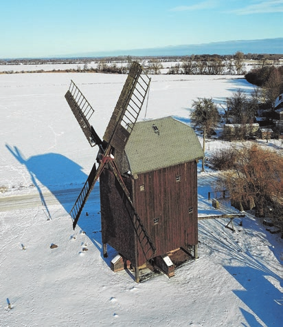 Auch die Wilhelmsauer Bockwindmühle befindet sich in Winterruhe.