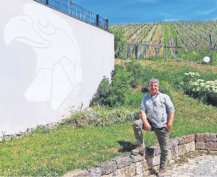 Achim Jahn, Vorsitzender der Genossenschaft, auf dem Hof der Kelter Weinsicht in Mettingen.