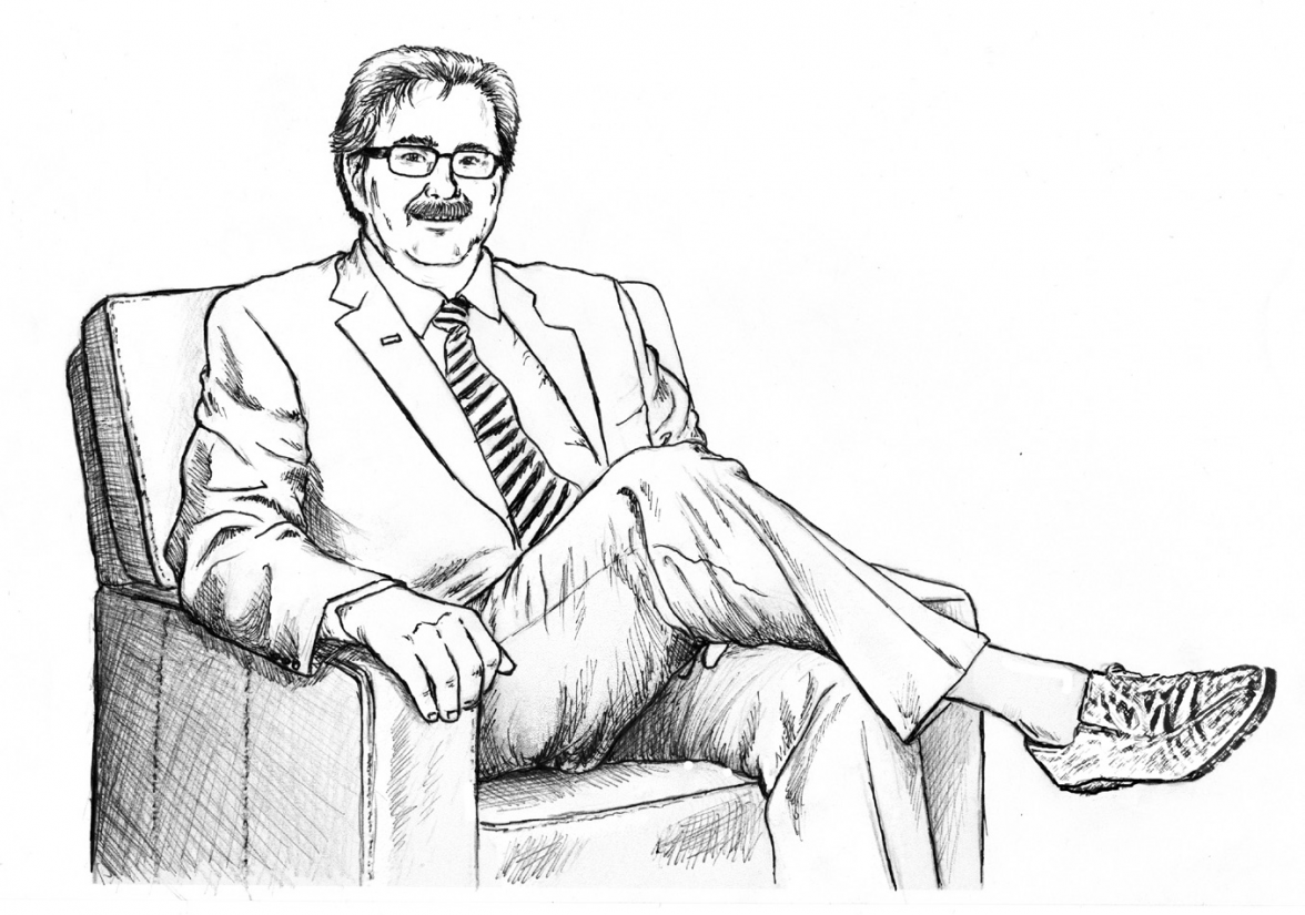 Vater Thomas Wurster (Illustrationen der 3-Generationen-Familienoberhäupter WURSTER, gezeichnet von Claudia Flor)